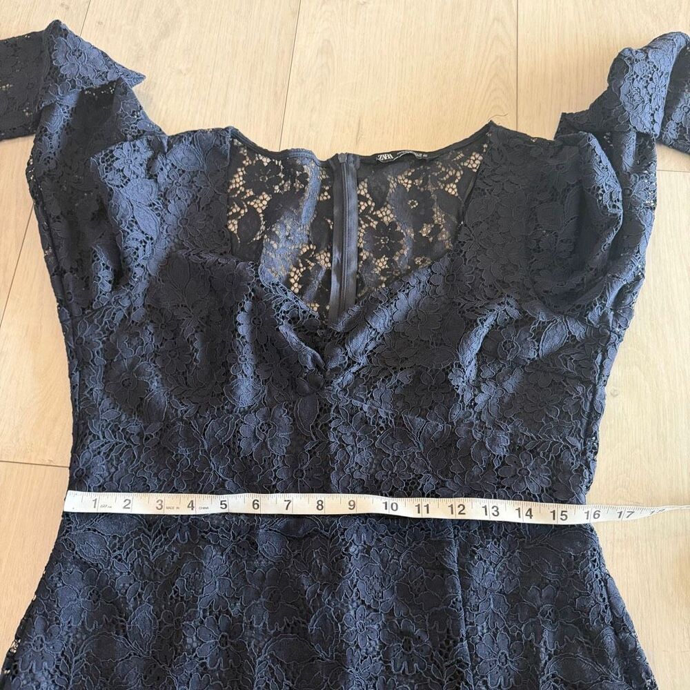 Zara women’s navy blue lace dress size XL - Picture 3 of 9